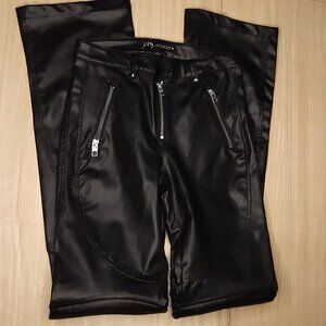 Zara Black Faux Leather Moto Pants Padded Knees XS